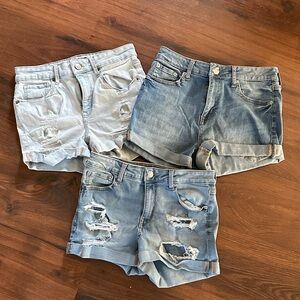 Aeropostale Women's Jean Shorts - Light Blue and Blue